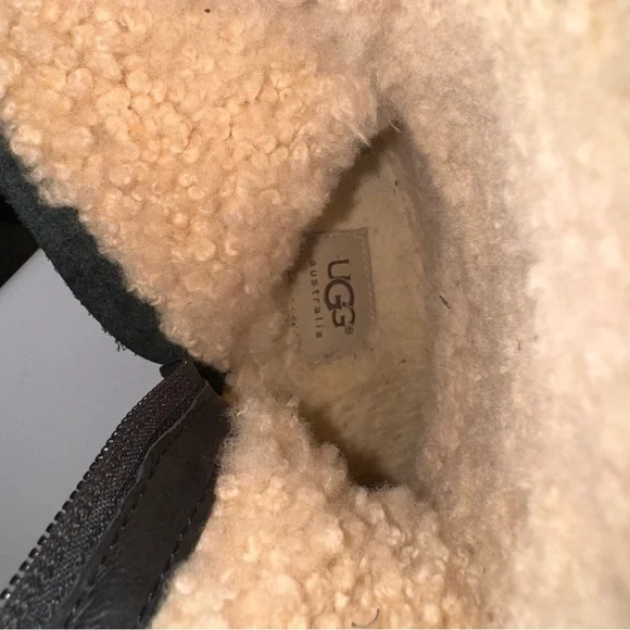 UGG Grandle Black Suede Boots with Shearling Lining - Picture 14 of 16